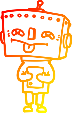 Bir insan tarafından çizilen çizgi film robotunun sıcak çizgi çizimi