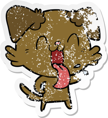 Bir insan tarafından çizilmiş, nefes nefese kalmış bir köpeğin sıkıntılı çıkartması.