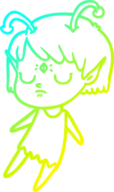 Bir insan tarafından çizilmiş bir uzaylı kız çizgi filmi.