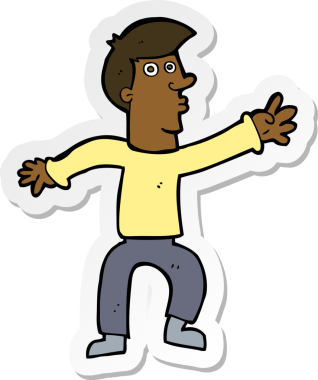 Bir insan tarafından çizilmiş bir karikatür çıkartması.