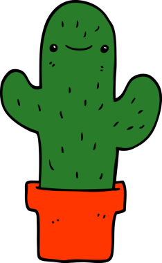 bir insan tarafından çizilmiş karikatür kaktüsü