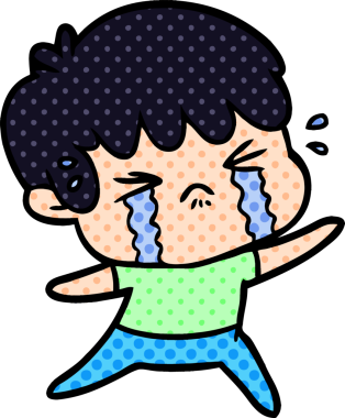 Bir insan tarafından çizilmiş ağlayan çizgi film çocuğu.