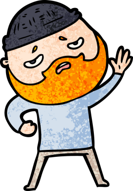 Bir insan tarafından çizilmiş sakallı endişeli bir adam.