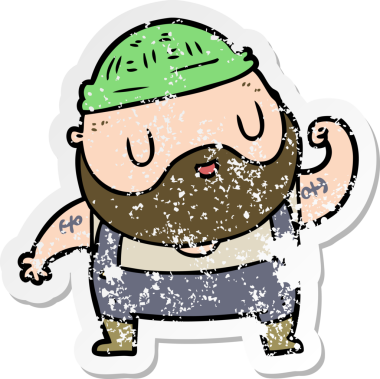 Bir insan tarafından çizilmiş bir liman işçisinin sıkıntılı çıkartması.