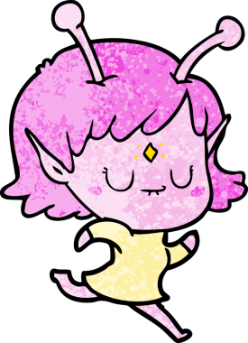 Bir insan tarafından çizilmiş uzaylı kız.