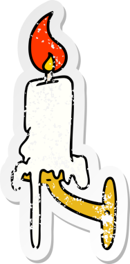 İnsan eliyle çizilmiş bir mum çubuğunun çizilmiş karikatür çıkartması.