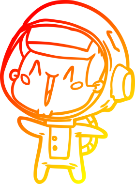 Bir insan tarafından çizilmiş mutlu bir astronotun sıcak çizgi çizimi