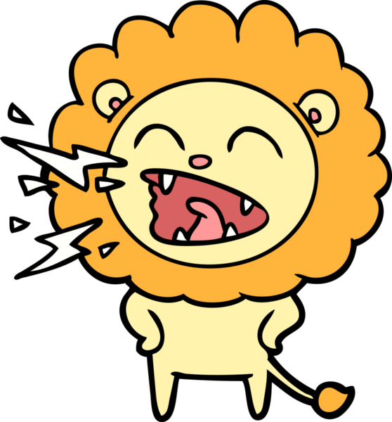 Bir insan tarafından çizilmiş kükreyen aslan çizgi filmi.