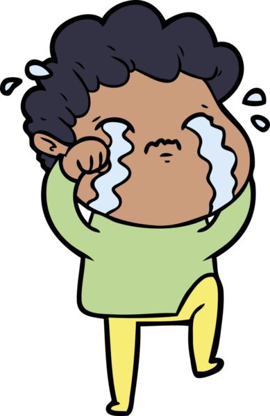 Bir insan tarafından çizilmiş ağlayan çizgi film adamı.