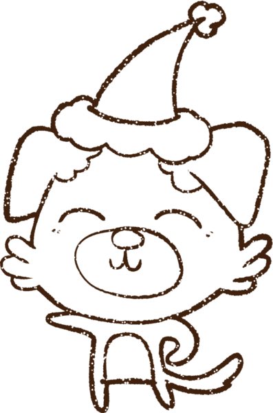 Bir insan tarafından çizilen neşeli köpek kömürü.