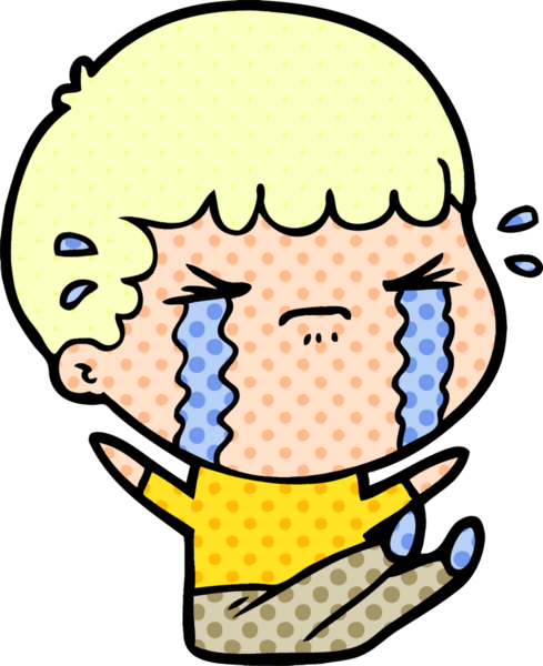 Bir insan tarafından çizilmiş ağlayan çizgi film adamı.