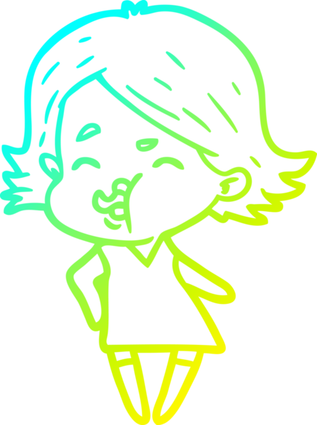 Bir insan tarafından çizilmiş bir karikatür kızı çizimi.