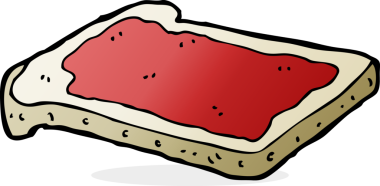 Bir insan tarafından çizilmiş tost üzerine çizgi film reçeli