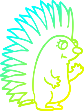 Bir insan tarafından çizilen sivri uçlu kirpinin soğuk gradyan çizimi.