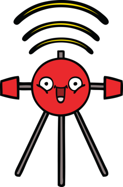 Bir insan tarafından çizilmiş sevimli bir uydu karikatürü.