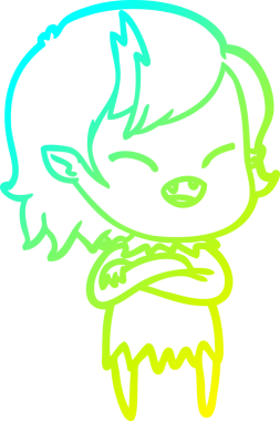 Bir insan tarafından çizilmiş gülen vampir kız çizgi filmi.