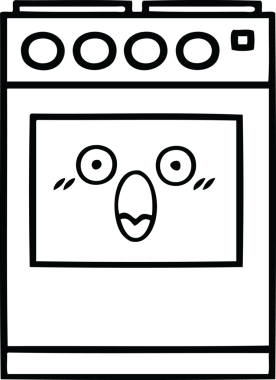 Bir insan tarafından çizilmiş bir mutfak fırınının çizgi çizimi