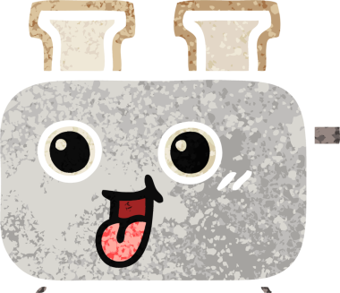 Bir insan tarafından çizilmiş bir tost makinesinin retro çizim stili karikatürü