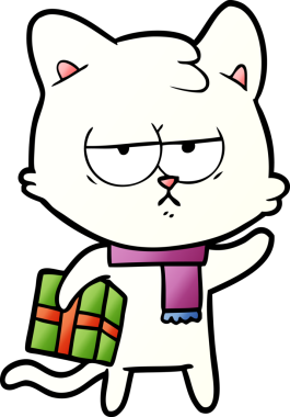 Bir insan tarafından çizilmiş sıkıcı çizgi film kedisi.