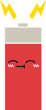 Bir insan tarafından çizilmiş düz renk retro pili.