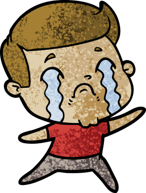 Bir insan tarafından çizilmiş ağlayan çizgi film adamı.