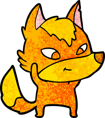 Bir insan tarafından çizilmiş tilki çizgi film karakteri