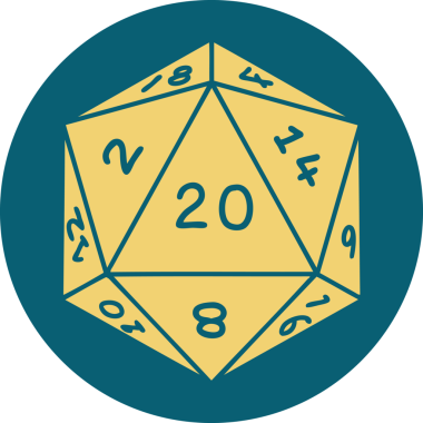 Bir insanın çizdiği d20 zarının ikonik dövme şekli
