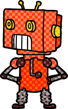 Bir insan tarafından çizilmiş çizgi film robotu