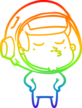 gökkuşağı gradyan çizimi bir çizgi insan tarafından çizilmiş kendinden emin astronot