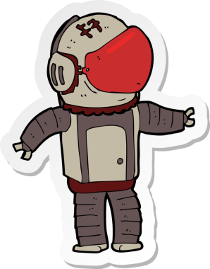 Bir insan tarafından çizilmiş bir astronotun çıkartması.