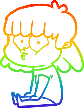 gökkuşağı gradyan çizimi bir insan tarafından çizilmiş bir çizgi film ıslık kızı