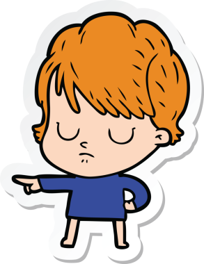 Bir insan tarafından çizilmiş bir karikatür kadının çıkartması.