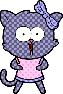 Bir insan tarafından çizilmiş çizgi film kedisi.