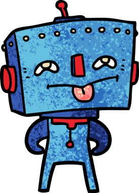 Bir insan tarafından çizilmiş çizgi film robotu