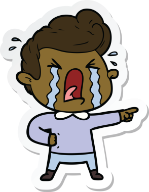 Bir insan tarafından çizilmiş ağlayan bir karikatür çıkartması.