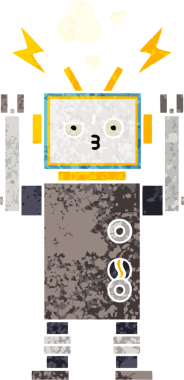 Bir insan tarafından çizilmiş bir robotun retro çizim tarzı karikatürü