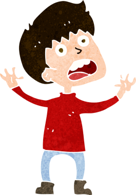 Bir insan tarafından çizilmiş stresli bir çocuk.