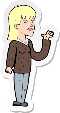 Bir insan tarafından çizilmiş bir karikatür kadının çıkartması.