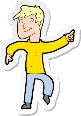 Bir insan tarafından çizilmiş mutlu bir adamın çıkartması.