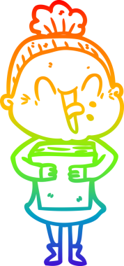 Gökkuşağı gradyan çizgi çizimi Bir insan tarafından çizilmiş mutlu yaşlı kadın