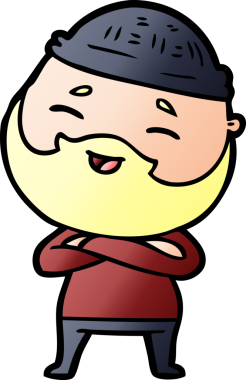 Bir insan tarafından çizilmiş mutlu sakallı bir adam.