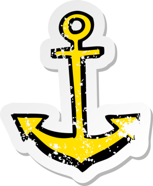 Bir insan tarafından çizilmiş karikatür çapa sembolünün gerilimli yapıştırması.