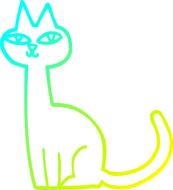 Bir insan tarafından çizilen çizgi film kedisinin soğuk gradyan çizgisi.