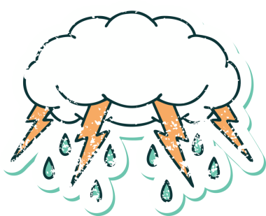 Bir insan tarafından çizilmiş fırtına bulutunun sembolik dövmeli görüntüsü
