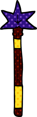 Bir insan tarafından çizilmiş sihirli değnek.