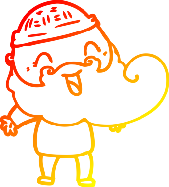 Bir insan tarafından çizilmiş mutlu sakallı bir adamın sıcak çizgisi.