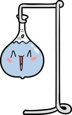 Bir insan tarafından çizilen mutlu çizgi film bilim deneyi