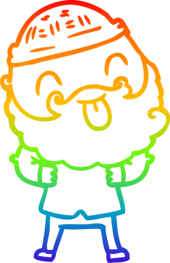 Gökkuşağı gradyan çizgisi sakallı bir adamın bir insan tarafından çizilmiş dili.