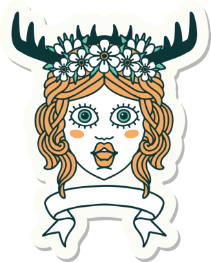 İnsan Druid karakterinin bir insan tarafından çizilmiş pankartı.