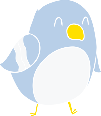 Bir insan tarafından çizilmiş düz renkli çizgi film kuşu